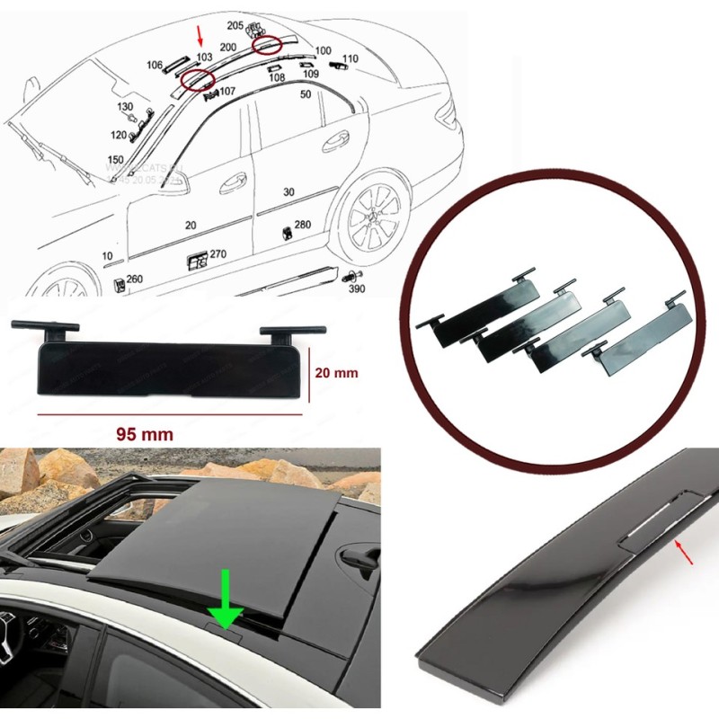 Mercedes C W204 İçin 4 Adet Tavan Oluk Çıtası Port Bagaj Kapağı 2,04691E+13 95*20 mm