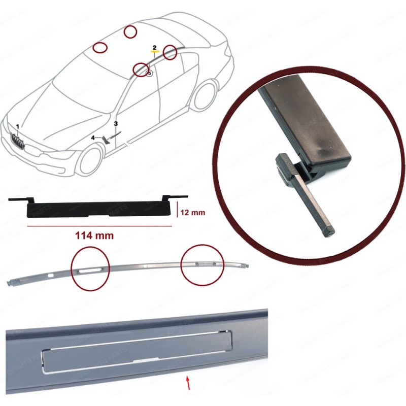 BMW 3 F30 F31 F34 F35 İçin Tavan Oluk Çıta Port Kapağı 115*12 mm 51137312617