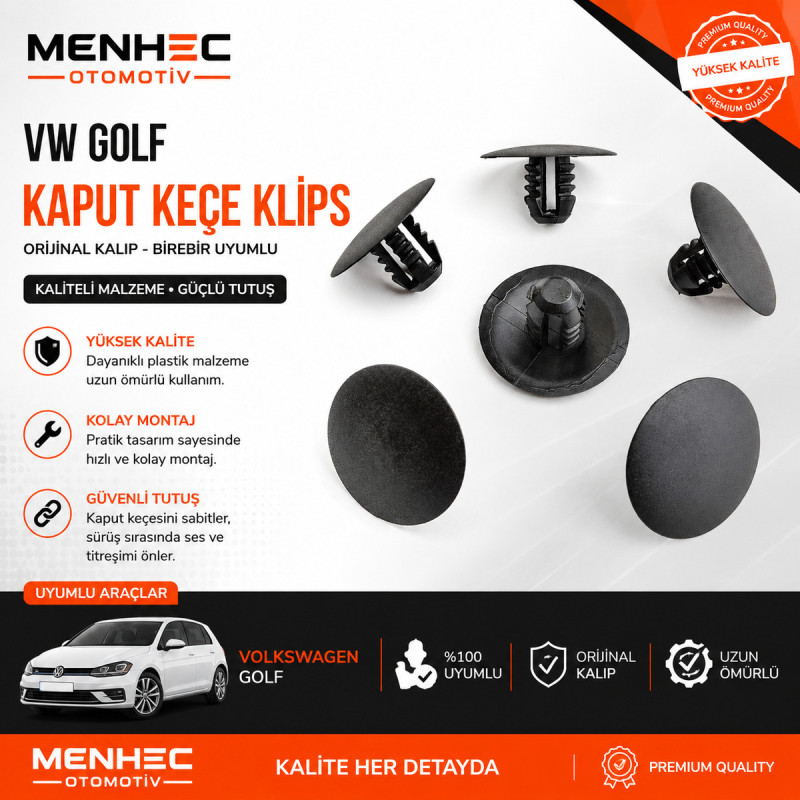 VW Golf Kaput Keçe Klipsi – Motor Kaputu İzolasyon Sabitleme Klipsi 25 Adet VW Golf Kaput Keçe Klipsi – Motor Kaputu İzolasyon Sabitleme Klipsi 25 Adet