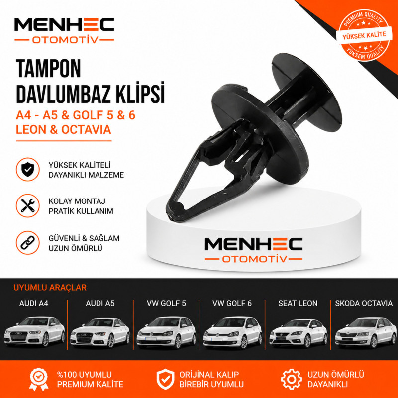 Audi A4 A5 VW Golf 5 6 Seat Leon Skoda Octavia Tampon Davlumbaz Klipsi – Çamurluk Sabitleme Klipsi 25 Adet Audi A4 A5 VW Golf 5 6 Seat Leon Skoda Octavia Tampon Davlumbaz Klipsi – Çamurluk Sabitleme Klipsi 25 Adet
