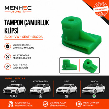 Audi VW Seat Skoda Tampon Çamurluk Klipsi – Davlumbaz & Kaporta Sabitleme Aparatı 100 Adet