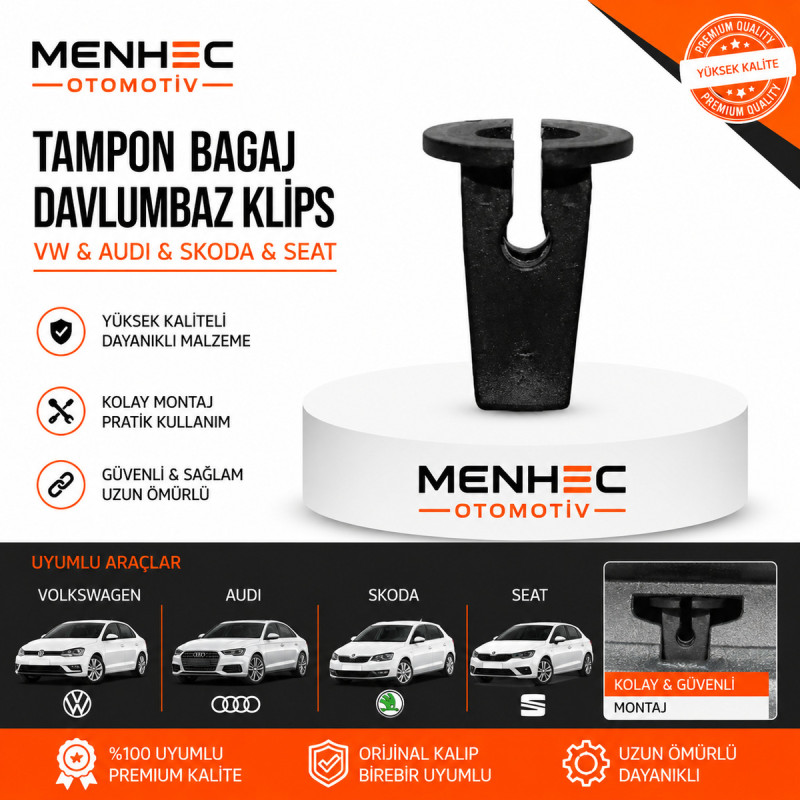 VW Audi Skoda Seat Tampon Bagaj Davlumbaz Klipsi – Kaporta & Trim Sabitleme Klipsi 25 Adet