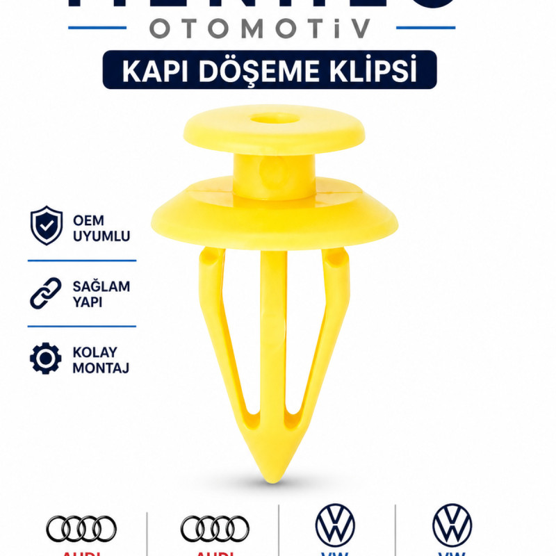 Audi A3 TT VW Polo Sharan Kapı Döşeme Klipsi Sarı Panel Sabitleme Klipsi OEM Uyumlu 25 Adet Audi A3 TT VW Polo Sharan Kapı Döşeme Klipsi Sarı Panel Sabitleme Klipsi OEM Uyumlu 25 Adet