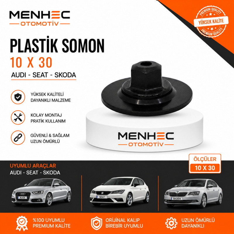 Audi Seat Skoda Plastik Somun 10x30 – Oto Kaporta & Trim Sabitleme Somunu 100 Adet Audi Seat Skoda Plastik Somun 10x30 – Oto Kaporta & Trim Sabitleme Somunu 100 Adet