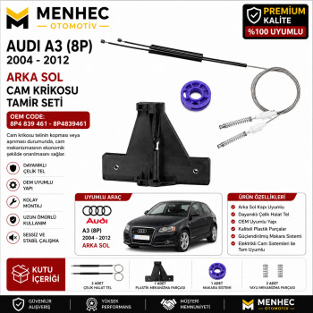 Audi A3 8P 2004-2012 Arka Sol Cam Krikosu Tamir Seti 8P4839461