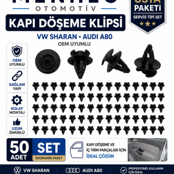 VW Sharan Audi A80 Kapı Döşeme Klipsi 50 Adet Set Panel Sabitleme Klipsi OEM Uyumlu