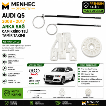 Audi Q5 2008-2017 Arka Sağ Cam Kriko Teli Tamir Takımı