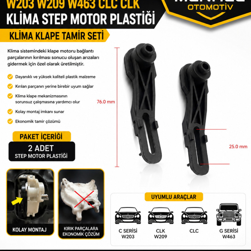 Mercedes C Class CLC CLK W203 W209 W463 Klima Step Motor Plastiği Kalorifer Klape Tamir Seti 2 Adet