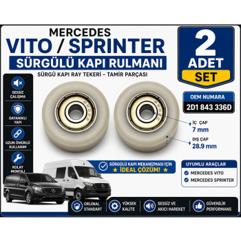 Mercedes Vito Sprinter Sürgülü Kapı Rulmanı 2 Adet Set 2D1 843 336D Kapı Ray Tekeri
