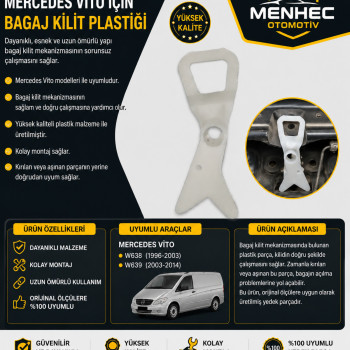 Mercedes Vito Bagaj Kilit Plastiği Bagaj Kilidi Tamir Parçası W638 W639 Uyumlu