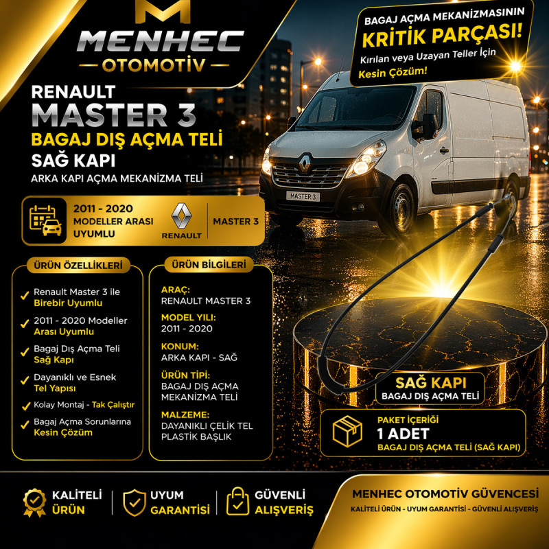 Master 3 Bagaj Açma Teli Sağ Kapı Dış Mekanizma Teli 2011-2020 Master 3 Bagaj Açma Teli Sağ Kapı Dış Mekanizma Teli 2011-2020
