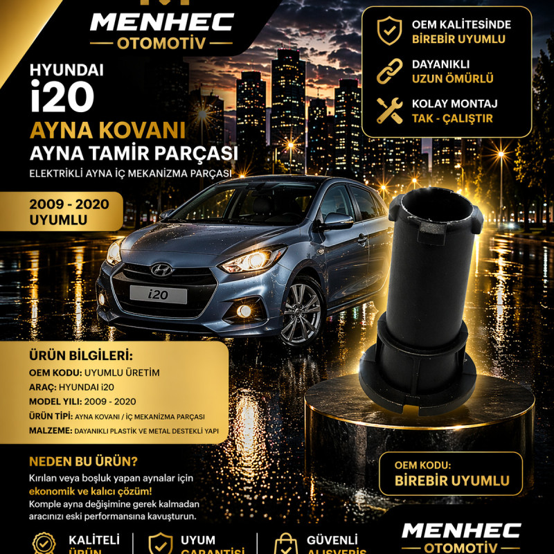 Hyundai i20 Yan Ayna Kovanı Ayna Tamir Parçası (2009-2020 Uyumlu)