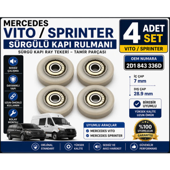 Mercedes Vito Sprinter Sürgülü Kapı Rulmanı 4 Adet Set 2D1 843 336D Kapı Ray Tekeri