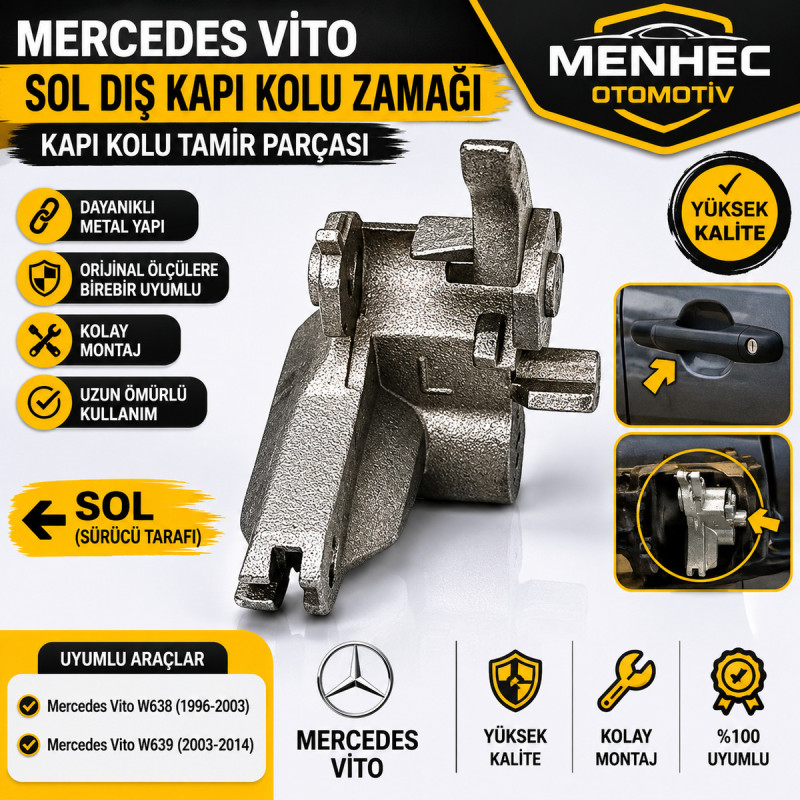 Mercedes Vito Sol Dış Kapı Kolu Zamağı Kapı Kolu Tamir Parçası W638 W639 Uyumlu Mercedes Vito Sol Dış Kapı Kolu Zamağı Kapı Kolu Tamir Parçası W638 W639 Uyumlu