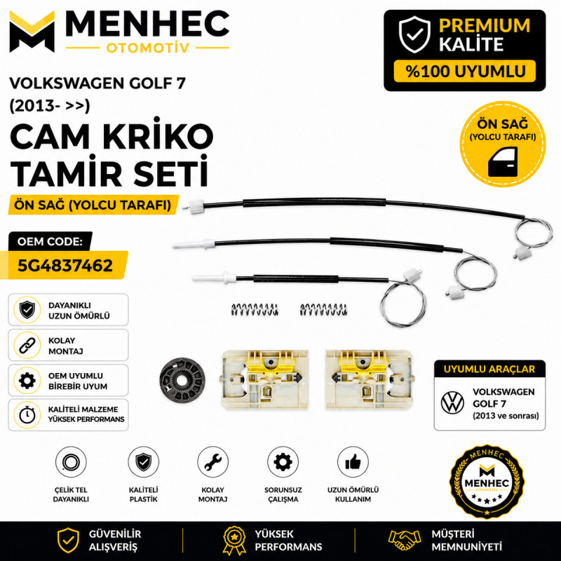 Volkswagen Golf 7 Ön Sağ Cam Kriko Tamir Seti 2013 Sonrası 5G4837462