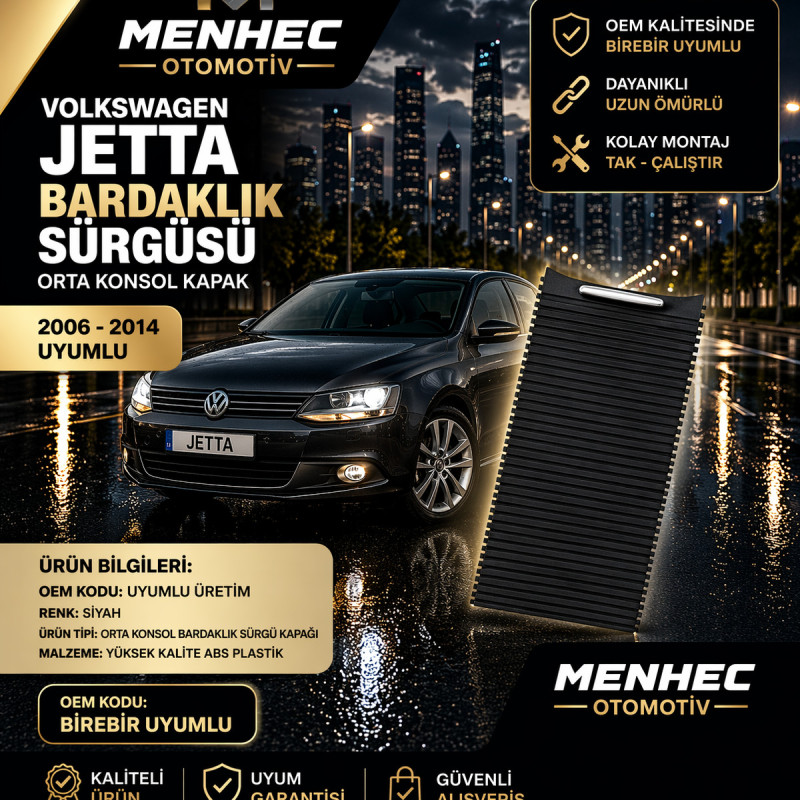 Jetta Bardaklık Kapağı Sürgülü Kapak Orta Konsol Siyah 2006-2014 Uyumlu