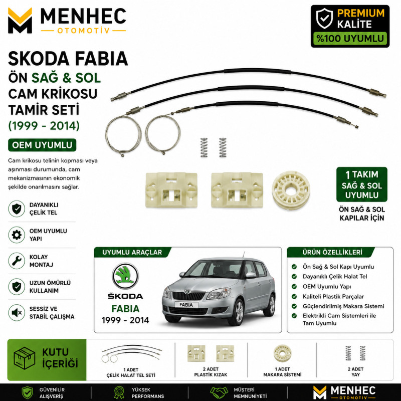 Skoda Fabia 1999-2014 Ön Sağ Sol Cam Krikosu Tamir Seti Skoda Fabia 1999-2014 Ön Sağ Sol Cam Krikosu Tamir Seti