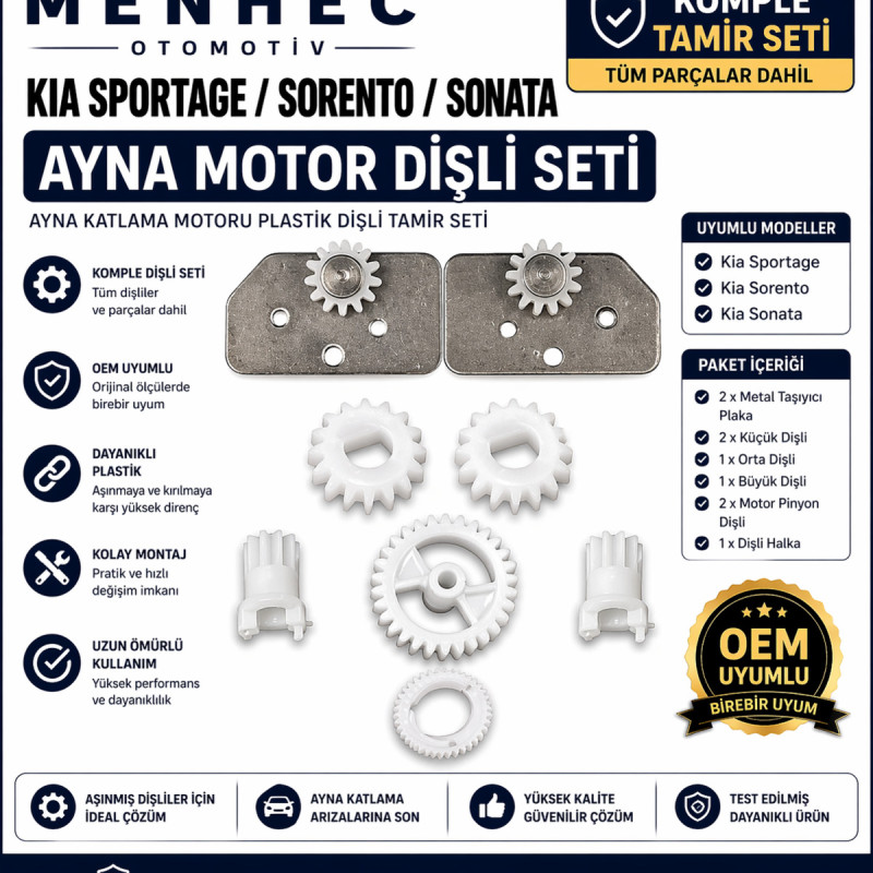 Kia Sportage Sorento Sonata Ayna Motor Dişli Seti Plastik Tamir Seti Kia Sportage Sorento Sonata Ayna Motor Dişli Seti Plastik Tamir Seti