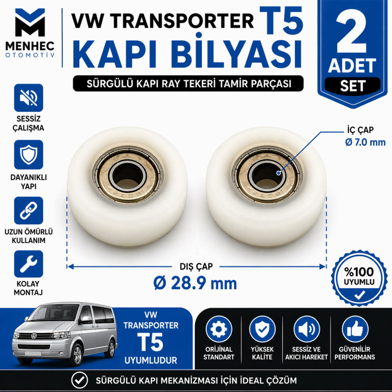 VW Transporter T5 Sürgülü Kapı Bilyası 2 Adet Set 29mm Kapı Ray Tekeri Tamir Parçası VW Transporter T5 Sürgülü Kapı Bilyası 2 Adet Set 29mm Kapı Ray Tekeri Tamir Parçası