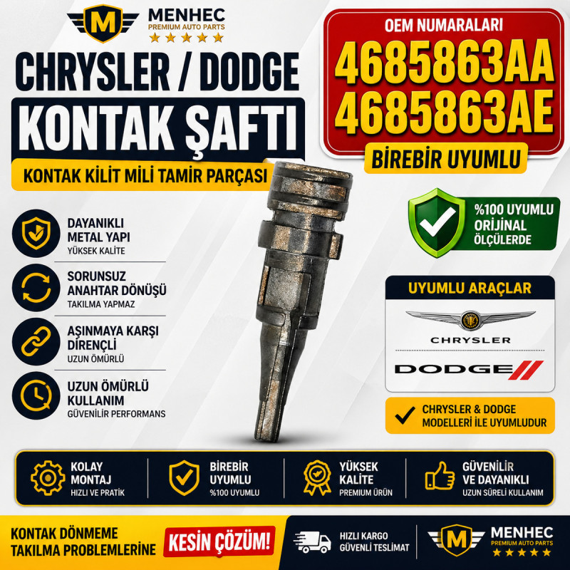 Chrysler Dodge Kontak Şaftı 4685863AA / 4685863AE Kontak Kilit Mili Chrysler Dodge Kontak Şaftı 4685863AA / 4685863AE Kontak Kilit Mili