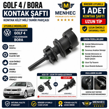 VW Golf 4 Bora Kontak Şaftı Uzun Tip Kontak Kilit Mili Tamir Parçası