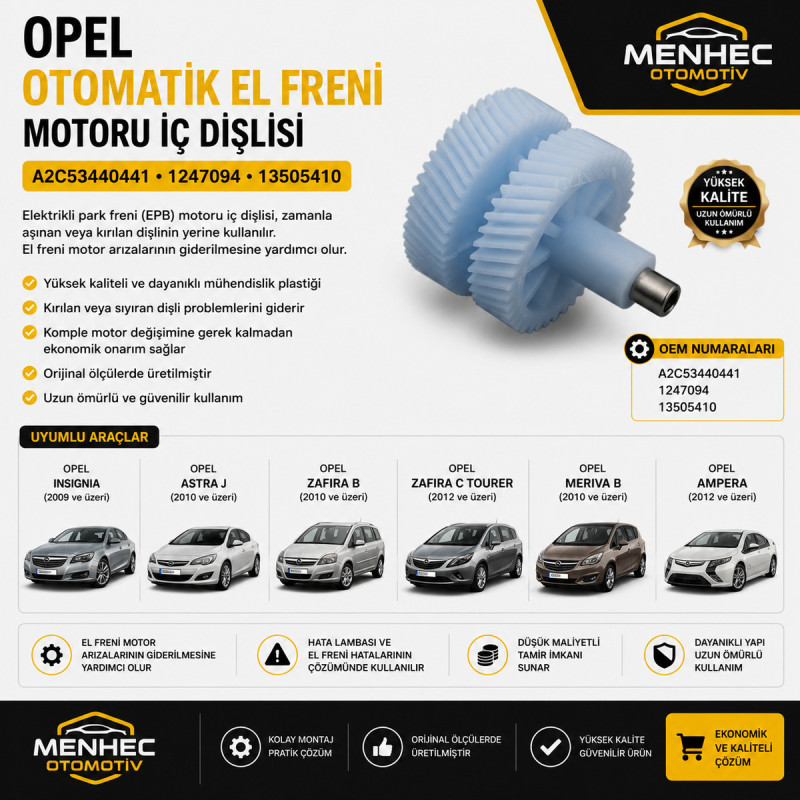 Opel Insignia Astra J Zafira B-C Meriva B Ampera Elektrikli El Freni Motoru İç Dişlisi A2C53440441 1247094 13505410 Opel Insignia Astra J Zafira B-C Meriva B Ampera Elektrikli El Freni Motoru İç Dişlisi A2C53440441 1247094 13505410