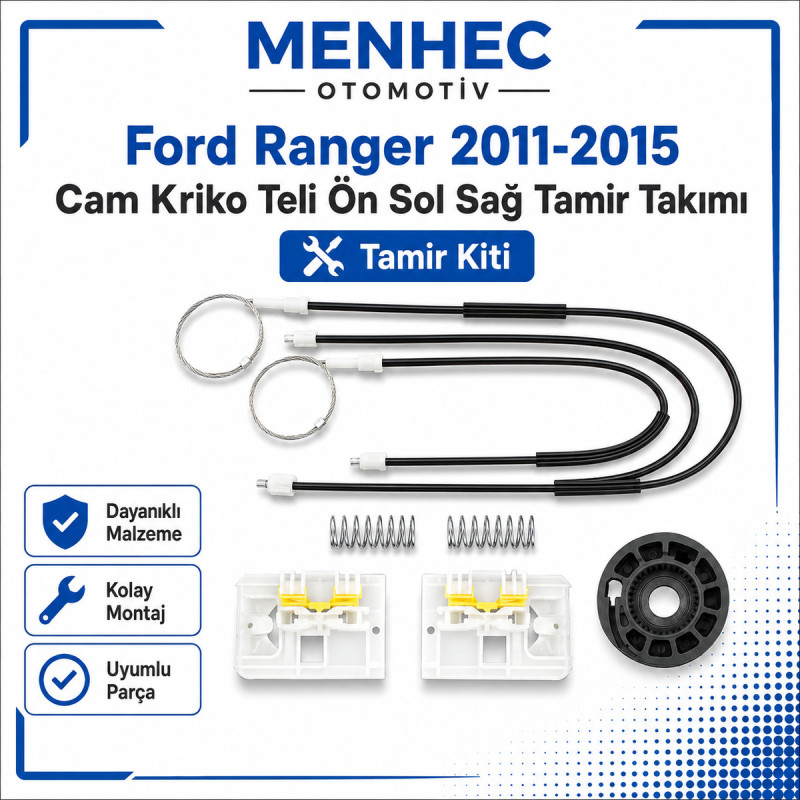Ford Ranger 2011-2015 Ön Sol Sağ Cam Kriko Teli Tamir Takımı Uyumlu Cam Kriko Tamir Seti Ford Ranger 2011-2015 Ön Sol Sağ Cam Kriko Teli Tamir Takımı Uyumlu Cam Kriko Tamir Seti