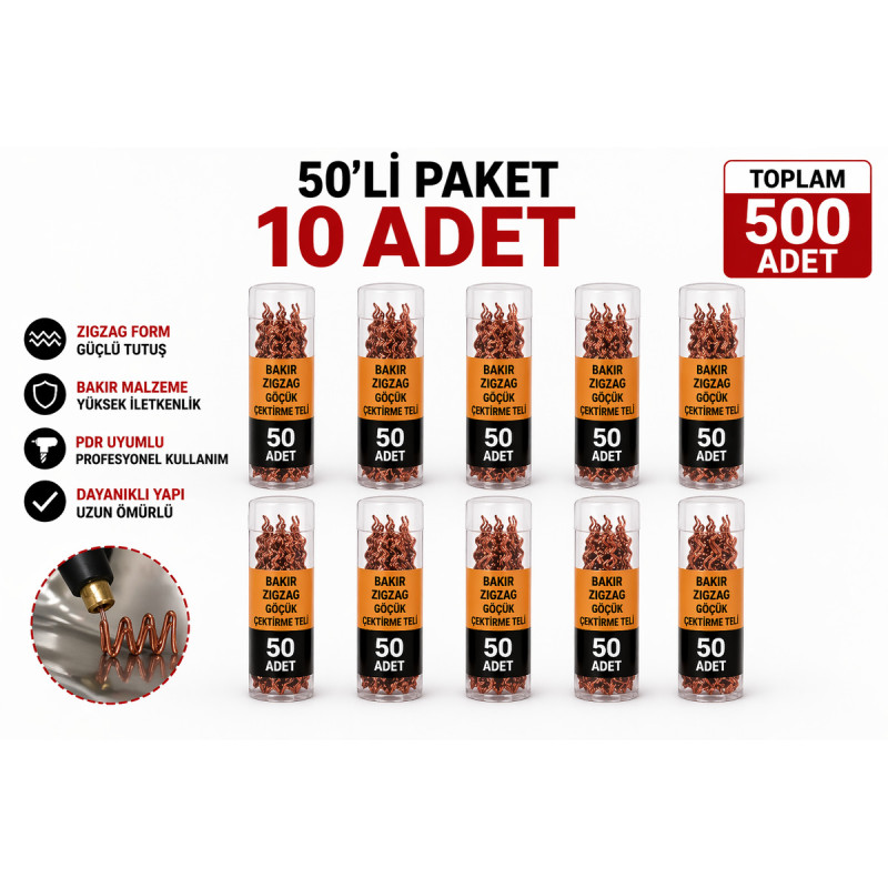 Bakır Zigzag Göçük Çektirme Teli PDR Boyasız Göçük Düzeltme Kaporta Tamir Teli 50’li 10 paket
