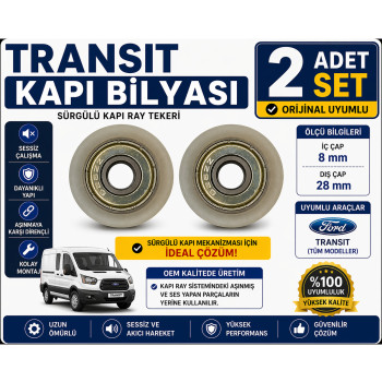 Ford Transit Sürgülü Kapı Bilyası İç 8mm Dış 28mm Kapı Ray Tekeri Tamir Parçası 2 Adet