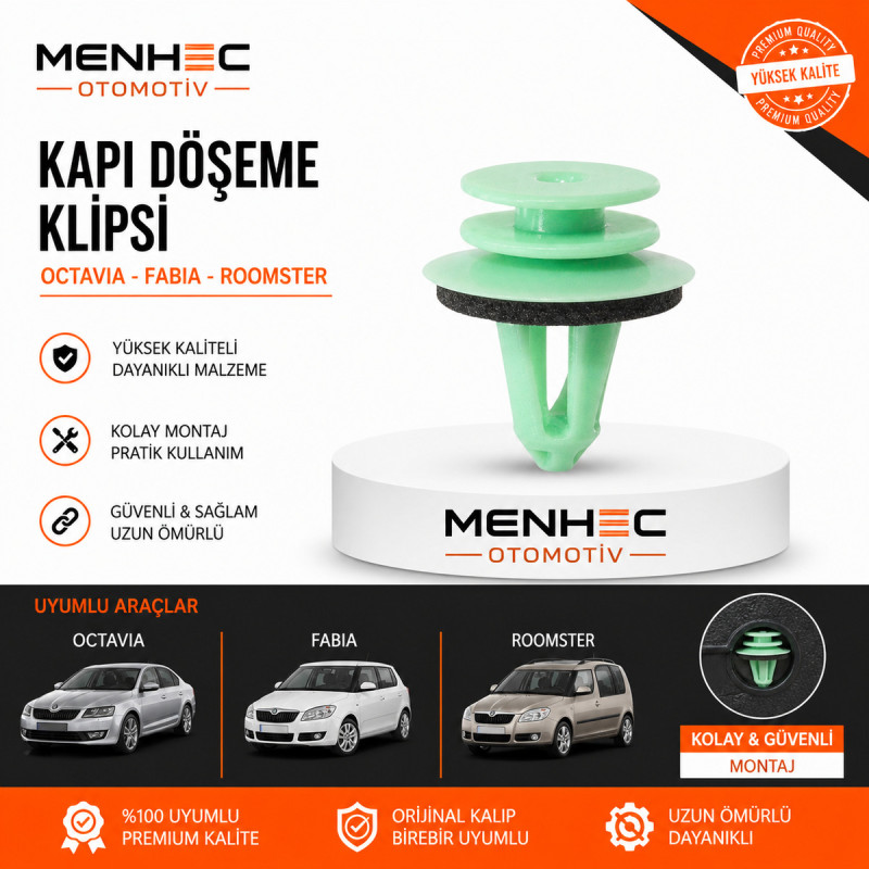Skoda Octavia Fabia Roomster Kapı Döşeme Klipsi – İç Trim Panel Sabitleme Klipsi 100 Adet