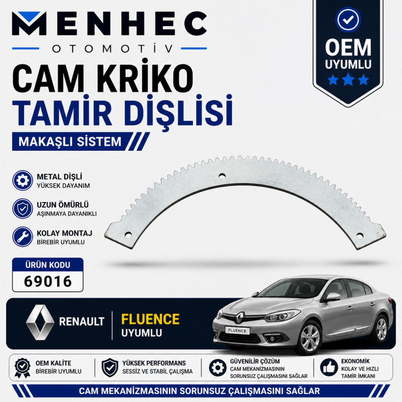 Renault Fluence Cam Kriko Tamir Dişlisi Makaşlı Sistem Cam Mekanizma Dişlisi OEM Uyumlu