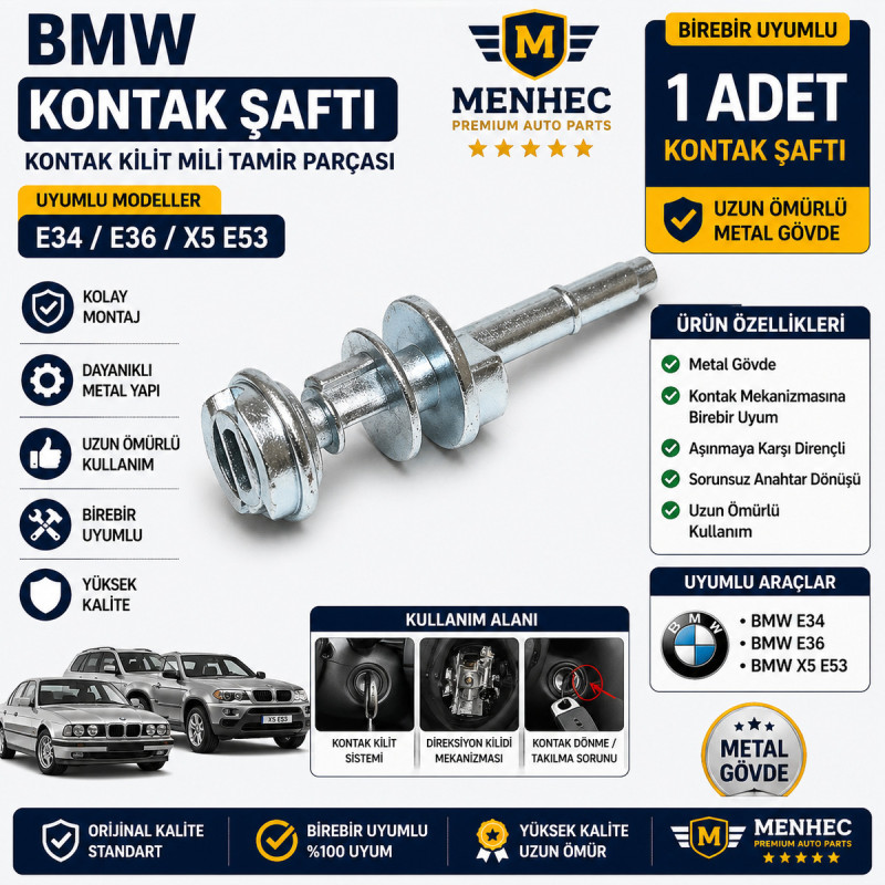 BMW E34 E36 X5 E53 Kontak Şaftı Kontak Kilit Mili Tamir Parçası BMW E34 E36 X5 E53 Kontak Şaftı Kontak Kilit Mili Tamir Parçası