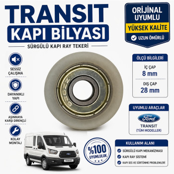 Ford Transit Sürgülü Kapı Bilyası İç 8mm Dış 28mm Kapı Ray Tekeri Tamir Parçası