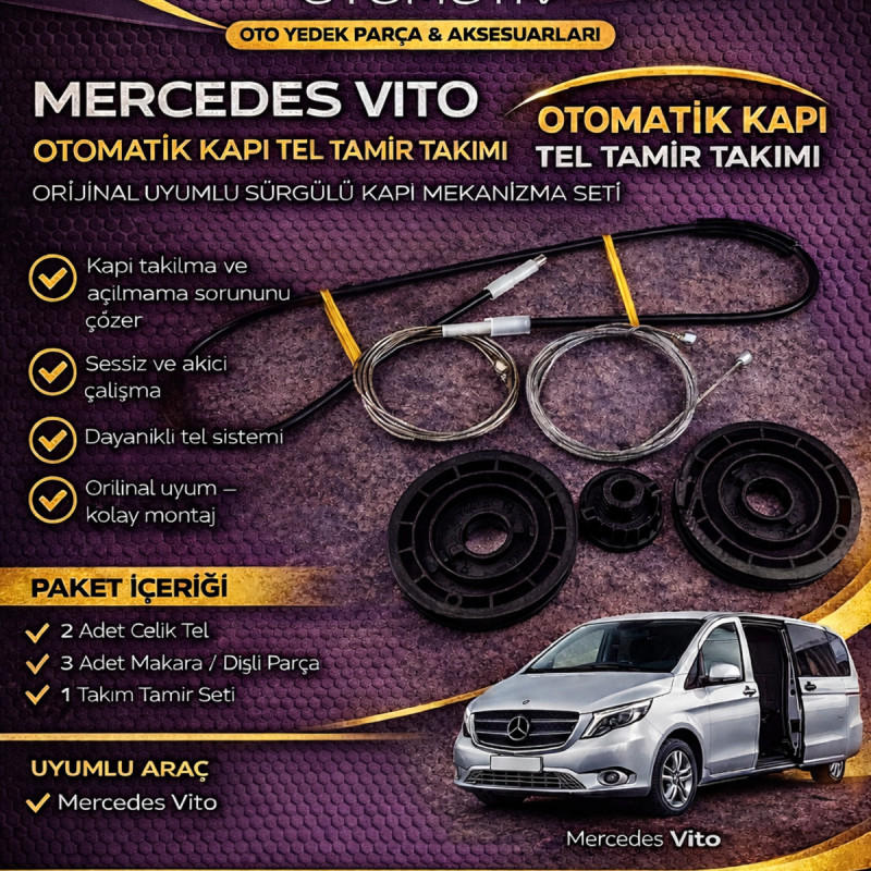 Mercedes Vito Otomatik Kapı Tel Tamir Takımı – Orijinal Uyumlu Sürgülü Kapı Mekanizma Seti Mercedes Vito Otomatik Kapı Tel Tamir Takımı – Orijinal Uyumlu Sürgülü Kapı Mekanizma Seti