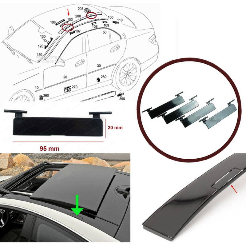 Mercedes C W204 İçin 4 Adet Tavan Oluk Çıtası Port Bagaj Kapağı 2,04691E+13 95*20 mm