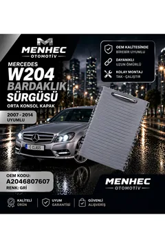 Mercedes W204 Bardaklık Kapağı Sürgülü Kapak Orta Konsol Gri C Class 2007-2014
