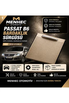 Volkswagen Passat B6 2006-2011 Orta Konsol Sürgülü Kapak Bej Bardaklık Kapağı 3C0857503 OEM Uyumlu