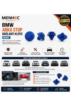 BMW Arka Stop Bağlantı Klipsi Mavi – BMW Tüm Modeller Uyumlu Stop Lamba Sabitleme Klipsi 10 Adet