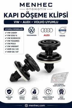 Volkswagen Vw Caddy Golf - Scirocco - Tuareng - T5 - Polo Audi A4-A5-Q5-Q7 Volvo Kapı Döşeme Klipsi 10 Adet
