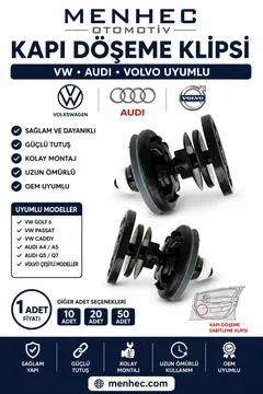 Kapı Döşeme Klipsi Uyumlu Volkswagen Audi Volvo Caddy Golf 6 Passat A4 A5 Q5 Q7 (10 ADET)