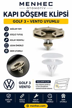 VW Golf 3 Vento Kapı Döşeme Klipsi İç Panel Sabitleme Klipsi OEM Uyumlu 10 Adet