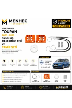 Volkswagen Touran 2003-2010 Ön Sol Sağ Cam Kriko Teli ve Tamir Seti