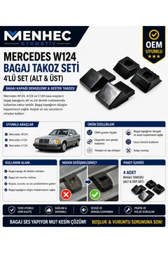 Mercedes W124 A124 C124 Arka Bagaj Takozu 4’lü Set Bagaj Alt Üst Takoz OEM Uyumlu