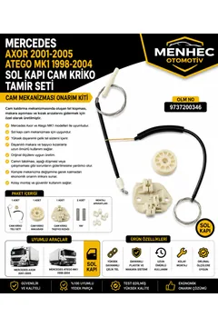 Mercedes Axor 2001-2005 Atego MK1 1998-2004 Sol Kapı Cam Kriko Tamir Seti OEM 9737200346