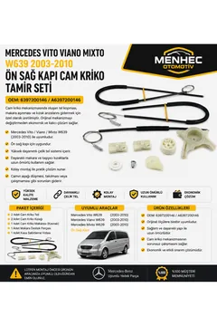 Mercedes Vito Viano Mixto W639 Ön Sağ Cam Kriko Tamir Seti (2003-2010) OEM 6397200146 A6397200146