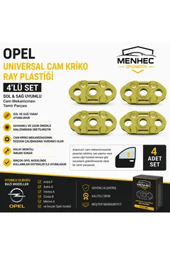 Opel Universal Cam Kriko Ray Plastiği 4'lü Set Sol Sağ Uyumlu Cam Mekanizması Tamir Parçası
