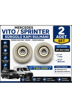 Mercedes Vito Sprinter Sürgülü Kapı Rulmanı 2 Adet Set 2D1 843 336D Kapı Ray Tekeri