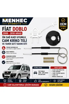 Fiat Doblo 2006-2010 Ön Sağ Cam Kriko Teli Tamir Seti Kapı Cam Mekanizması Onarım Kiti OEM Uyumlu