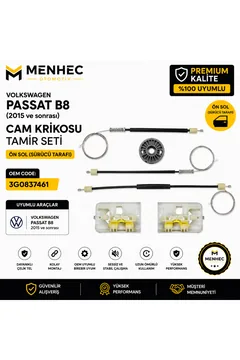 Volkswagen Passat B8 Ön Sol Cam Kriko Tamir Seti 3G0837461 2015 Sonrası