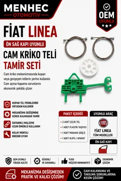 Fiat Linea Ön Sağ Cam Kriko Teli Tamir Seti Kapı Cam Mekanizması Onarım Kiti OEM Uyumlu